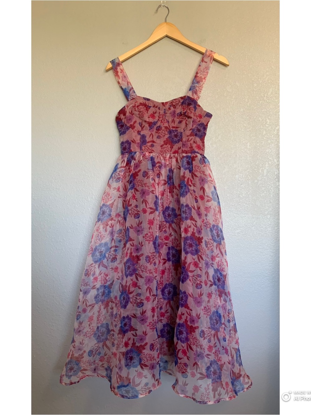 Lulus Delightful Look Magenta Floral Print Bustier Midi Skater Dress NWT Party - Picture 3 of 16
